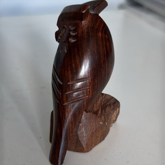 Vintage Ironwood Carved Owl Sculpture Approx 4” Tall - Picture 4 of 11